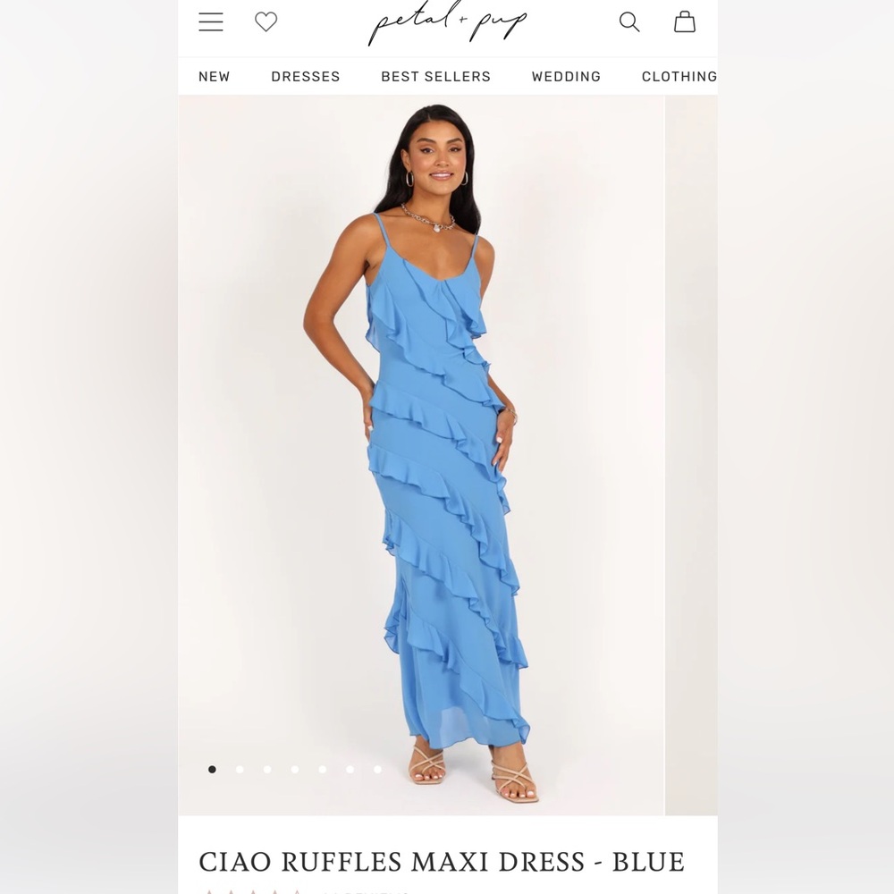 Petal and Pup Ciao Ruffles Maxi Dress- Blue